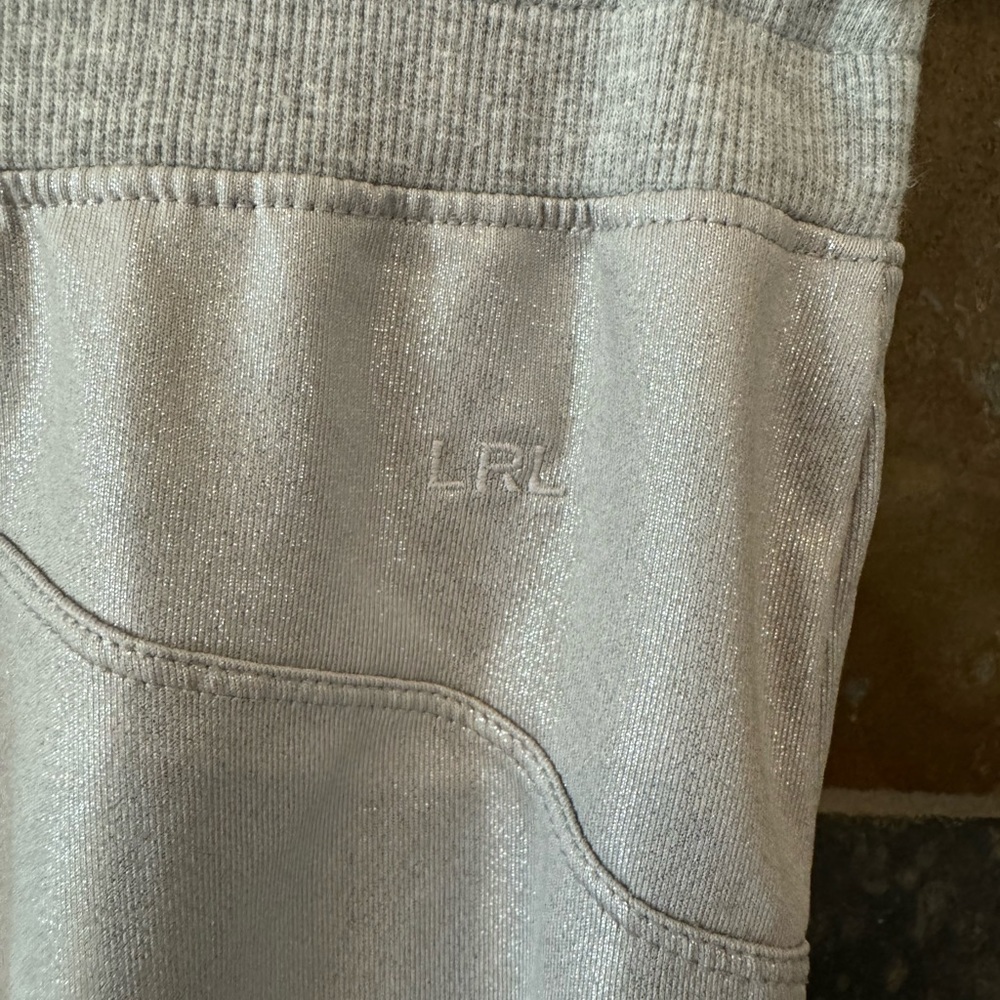 Lauren Ralph Lauren Sparkly Metallic Silver High Rise Full Length Jogger Pants S - Picture 7 of 8